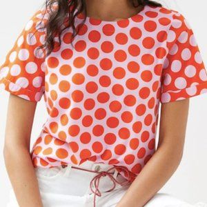 Anthropologie Maeve Women Big Polka Dot Top Size M Short Sleeve Tee Shirt
